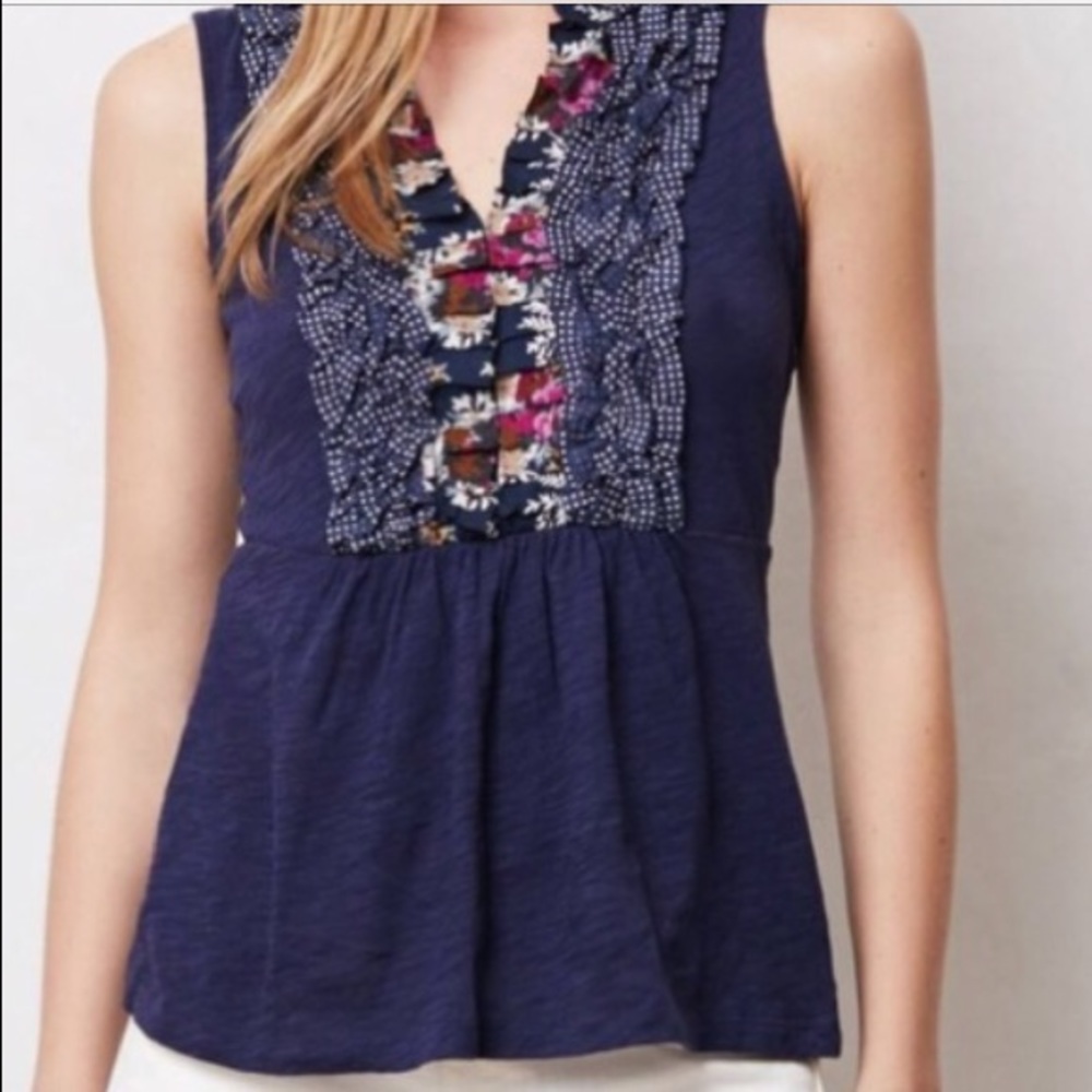 Anthropologie Deletta Ruffle Top Size Xs